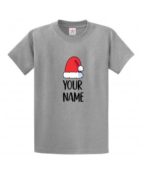 Santa's Hat Personalised Name Text Christmas Xmas New Year Tee Unisex Kids & Adults T-Shirt									
